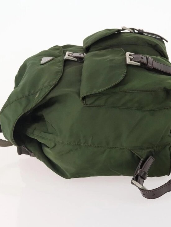 PRADA Backpack Nylon Khaki Silver Auth ARZ774 main image 9